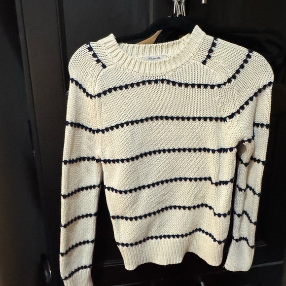 Madewell Cream and Black Crew Neck Sweater - Picture 1 of 3
